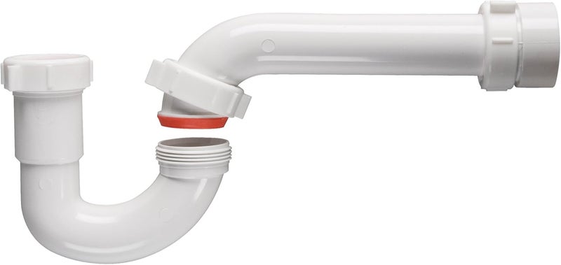 Keeney 400PVCK PVC P-Trap Pipe Kit with Reducing Washer and Adapter, 1-1/2-Inch or 1-1/4-Inch x 1-1/2-Inch, White - Image 1